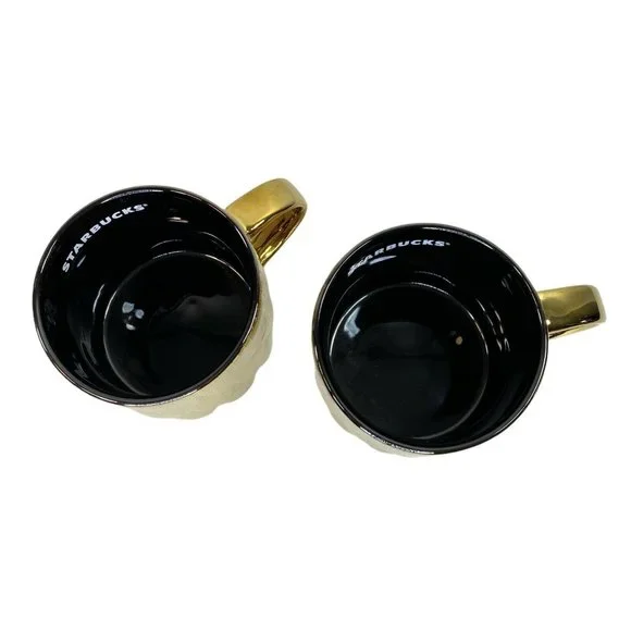 New Starbucks SET of 2 Gold Mermaid Coffee Mugs Rare - Picture 5 of 7